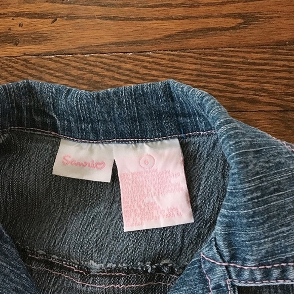 Hello Kitty Sanrio Design Girly Bows Denim Girls Size 6 Jean Stretch Jacket - Picture 5 of 6